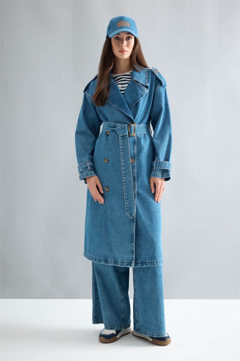 حريمي أزرق جاكيت جينز فاشون فيت