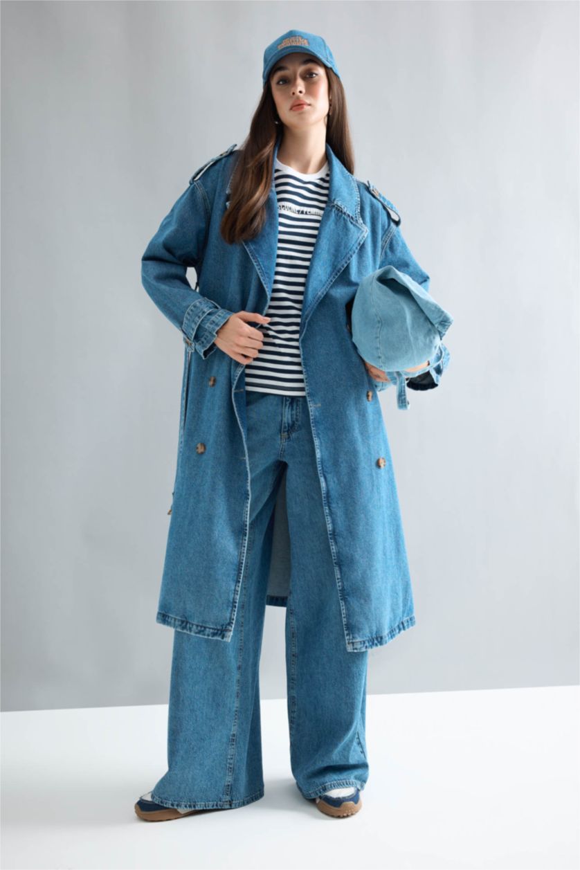 حريمي أزرق جاكيت جينز فاشون فيت