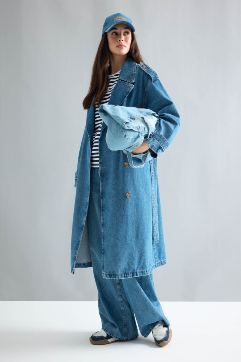 حريمي أزرق جاكيت جينز فاشون فيت