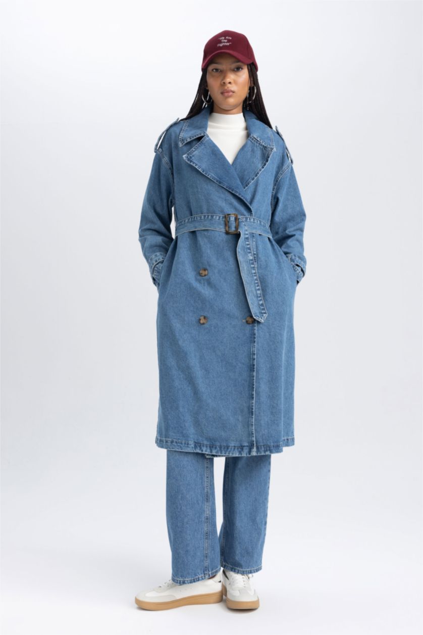 حريمي أزرق جاكيت جينز فاشون فيت