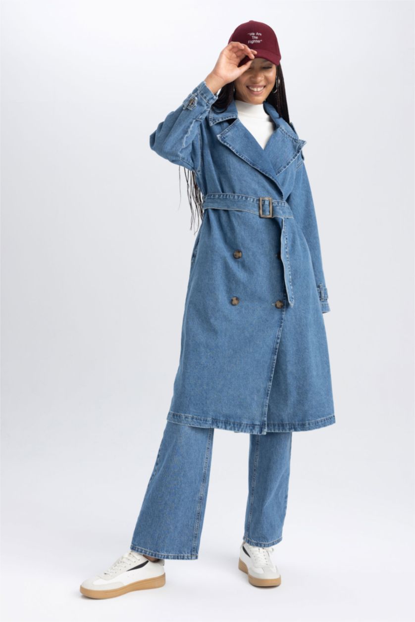 حريمي أزرق جاكيت جينز فاشون فيت