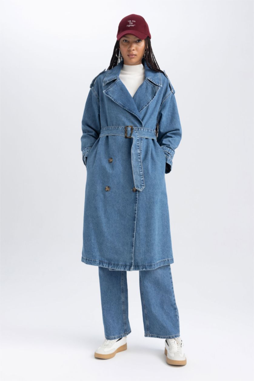 حريمي أزرق جاكيت جينز فاشون فيت