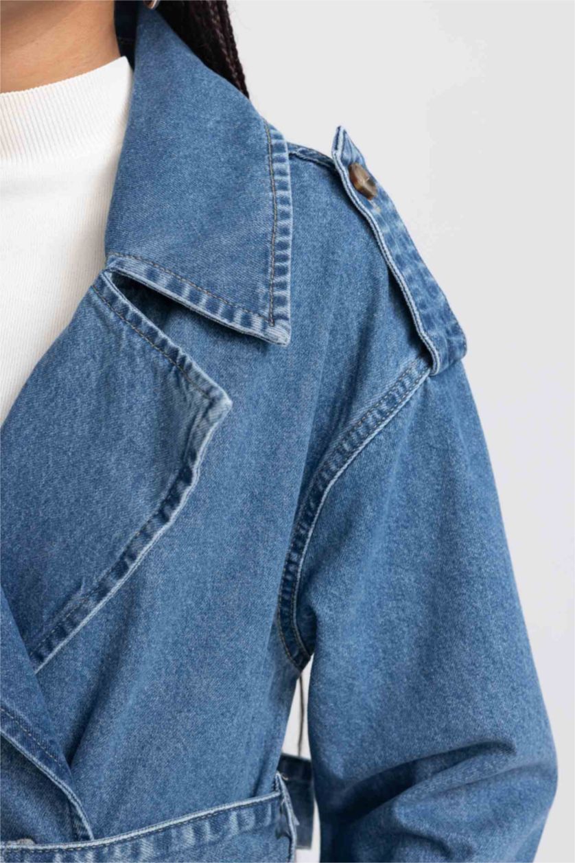 حريمي أزرق جاكيت جينز فاشون فيت