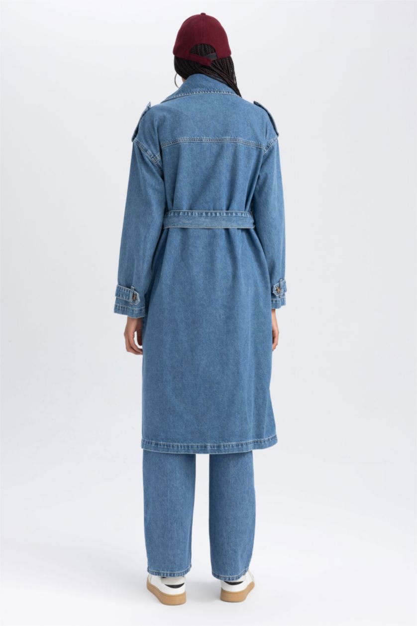 حريمي أزرق جاكيت جينز فاشون فيت