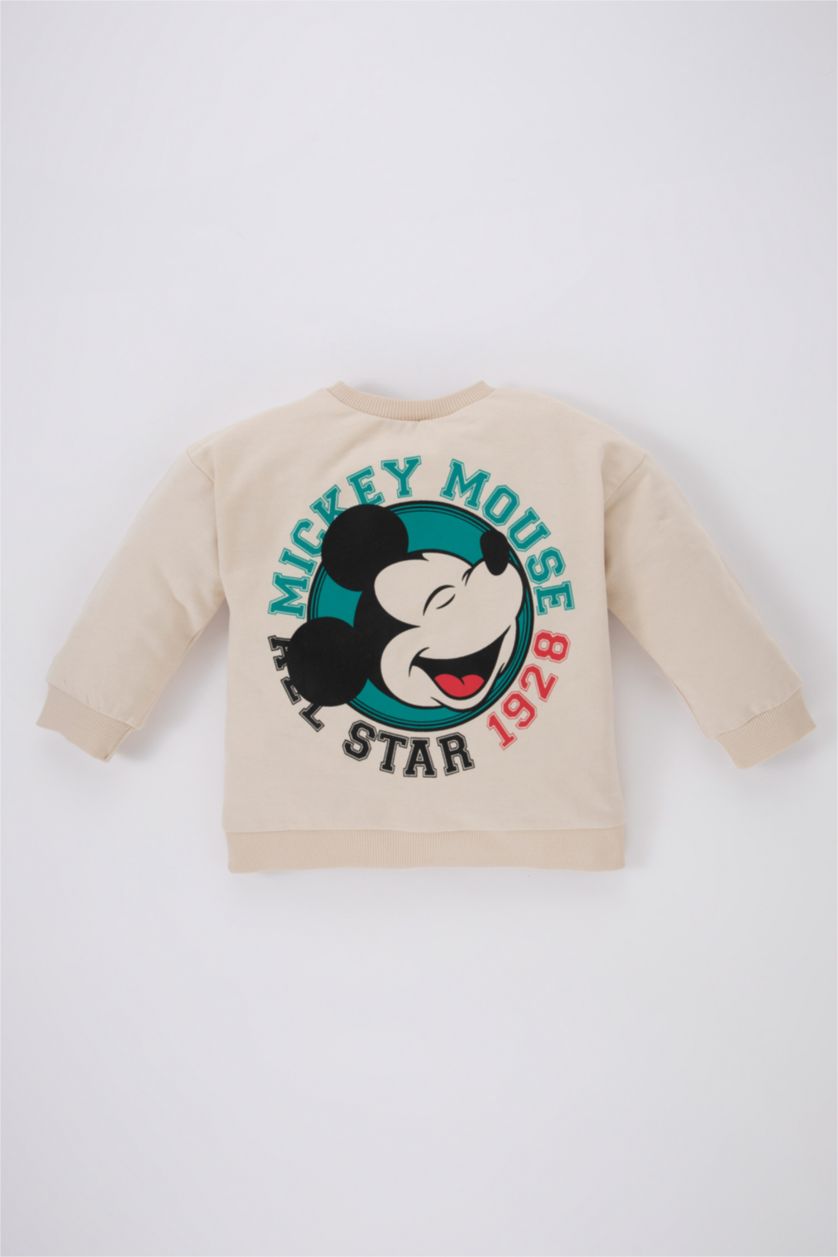 BÉBÉ GARÇON Beige Sweat- Shirt Coupe Régulière Col Rond Imprimé Mickey & Minnie