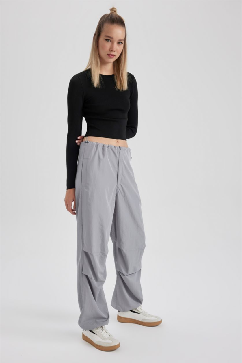Kadın Açık Gri Paraşüt Pantolon