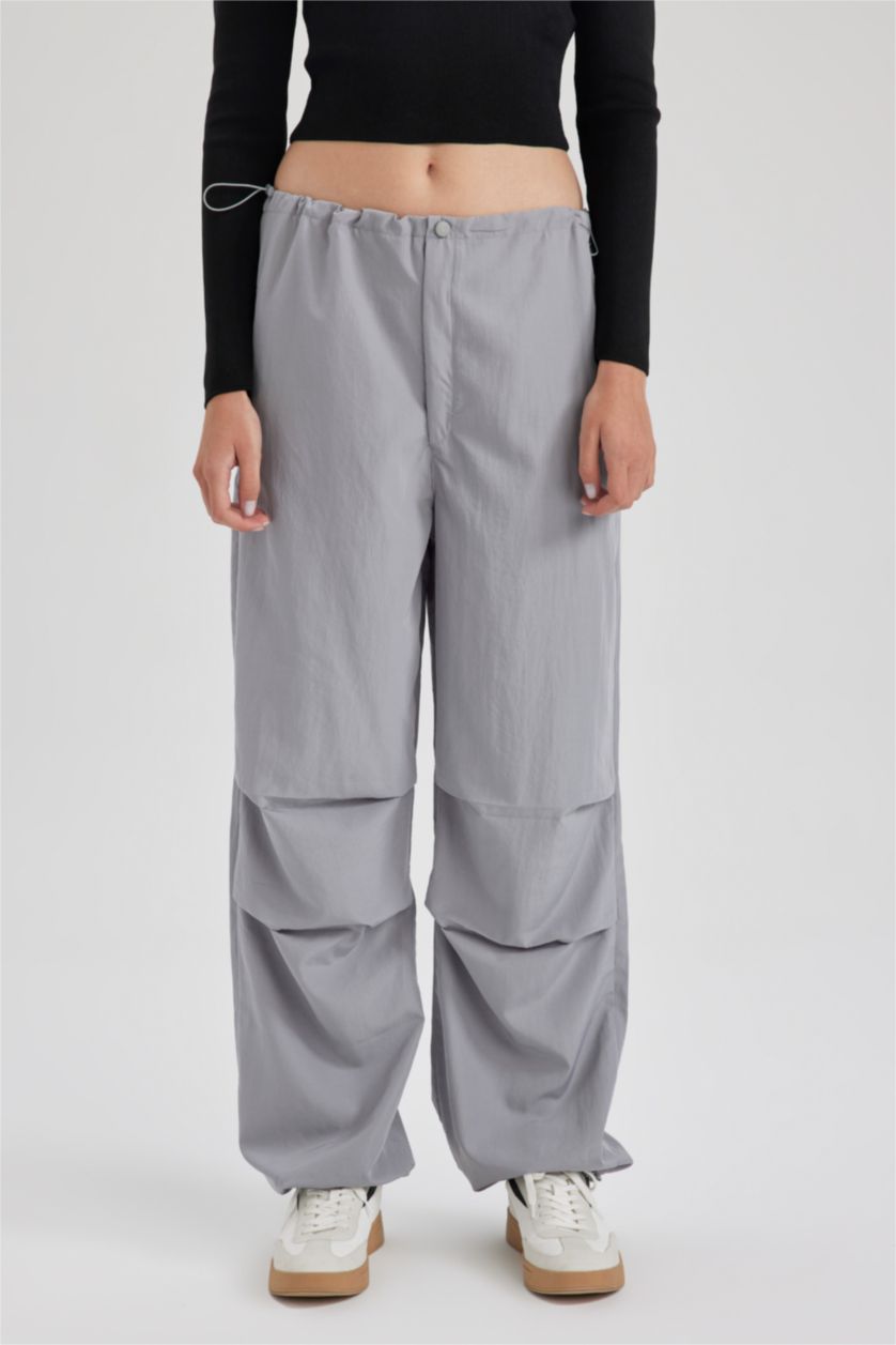 Kadın Açık Gri Paraşüt Pantolon