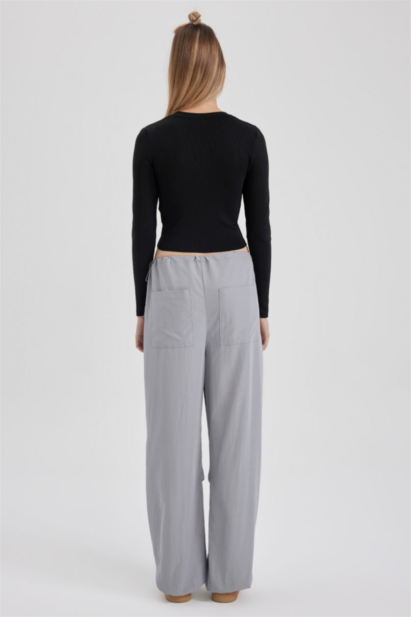 Kadın Açık Gri Paraşüt Pantolon