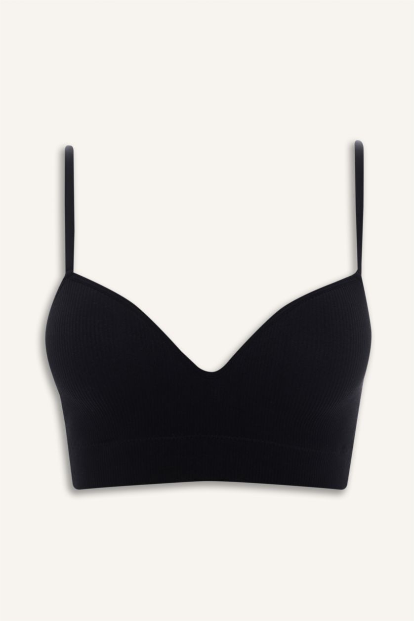 Kadın Siyah Kaplı Pedli Balensiz Seamles Bra	