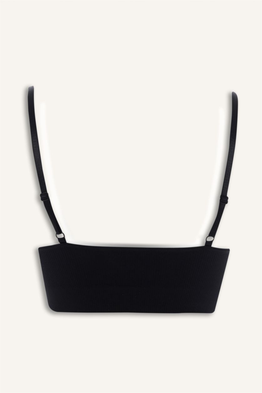 Kadın Siyah Kaplı Pedli Balensiz Seamles Bra	