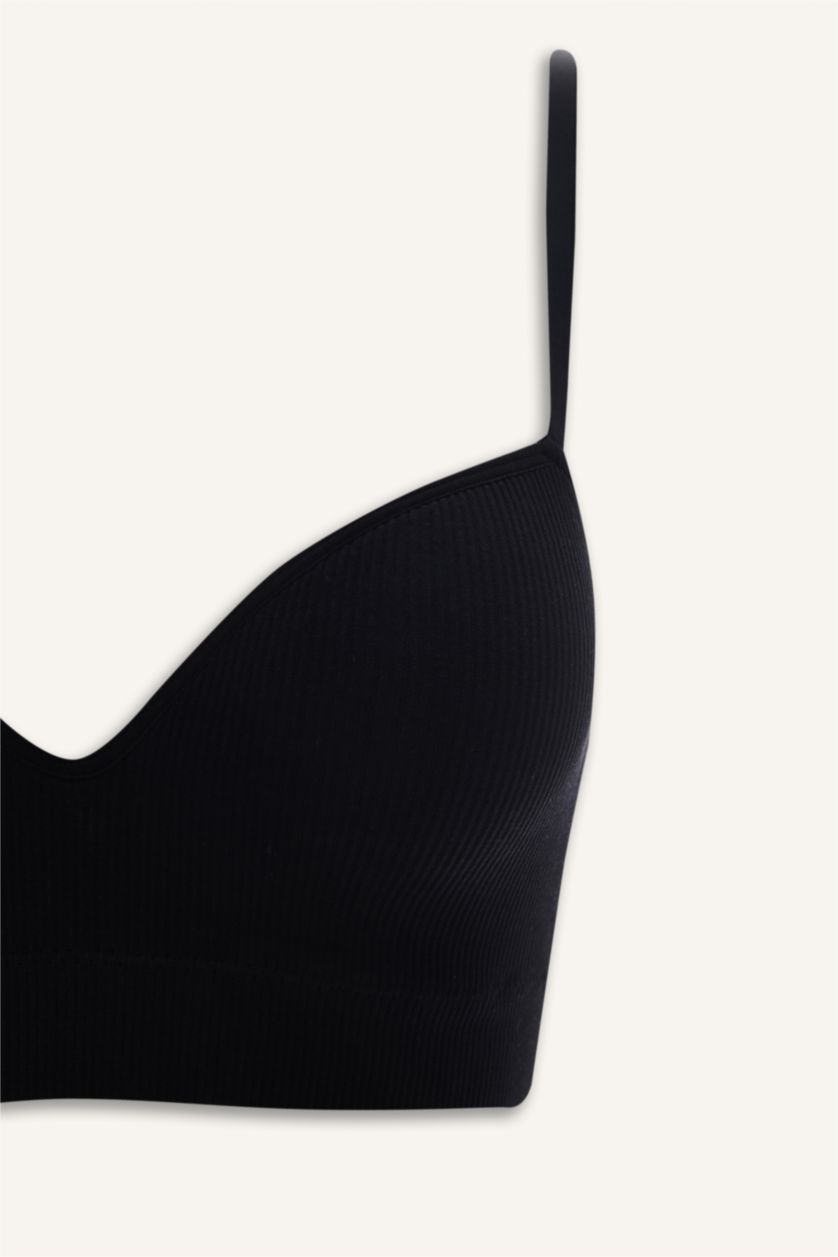 Kadın Siyah Kaplı Pedli Balensiz Seamles Bra	