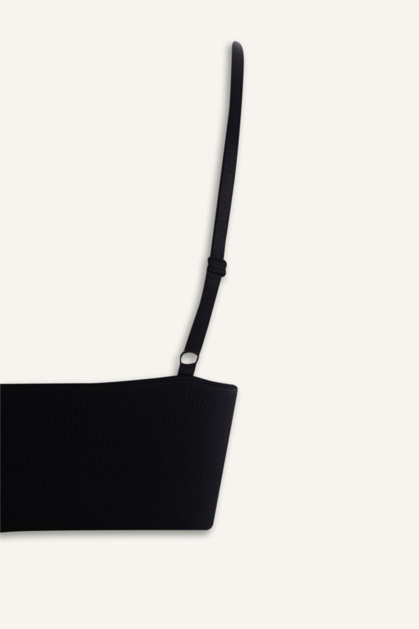 Kadın Siyah Kaplı Pedli Balensiz Seamles Bra	