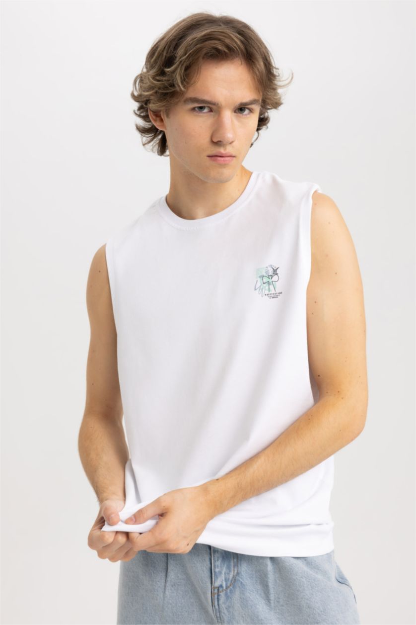 رجالي أبيض تيشيرت كت بيزك بريميوم قصة عادية