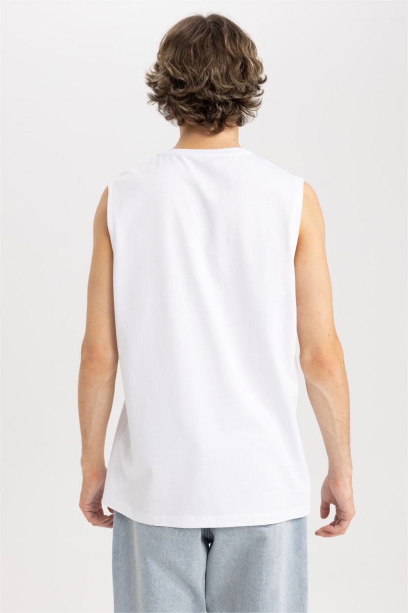 رجالي أبيض تيشيرت كت بيزك بريميوم قصة عادية