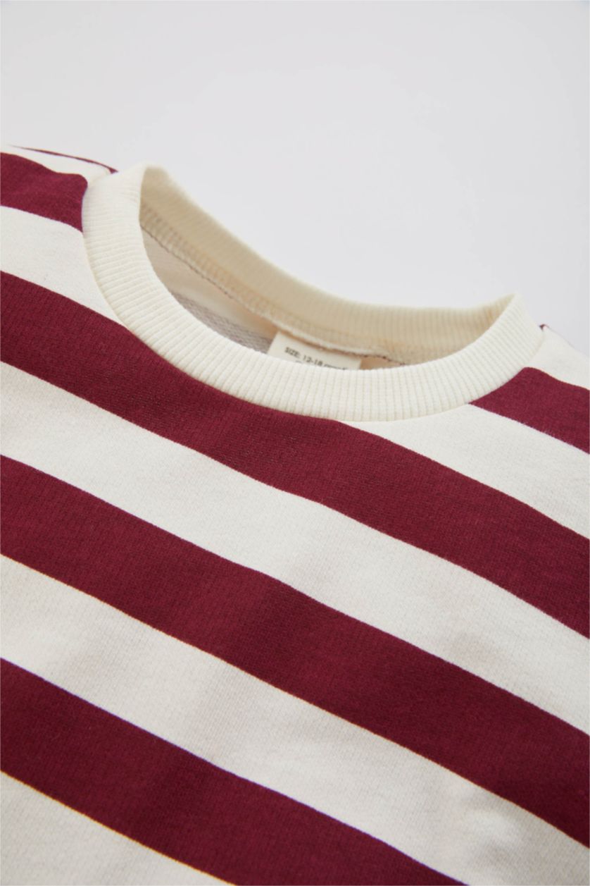 طفلة صغيرة خمري سيت بناتي مخطط مضلع - قطعتين