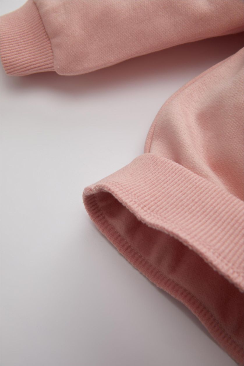 Kız Bebek Koyu Pembe Kız Bebek Disney Mickey & Minnie Fitilli Kaşkorse Sweatshirt Tayt 2'li Takım