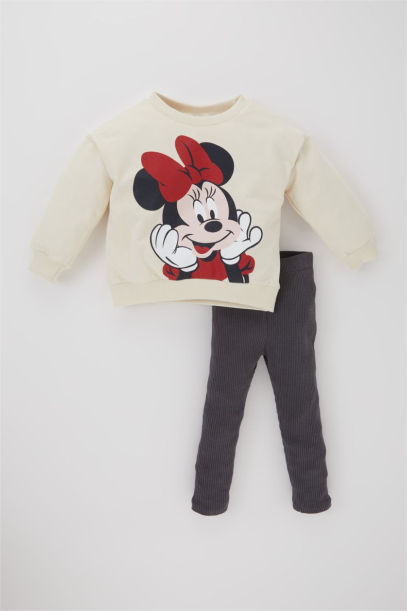 BÉBÉ FILLE Écru BéBé Fille Mickey & Minnie (Standard Characters) Col Ras Du Cou Ensemble En Tricot