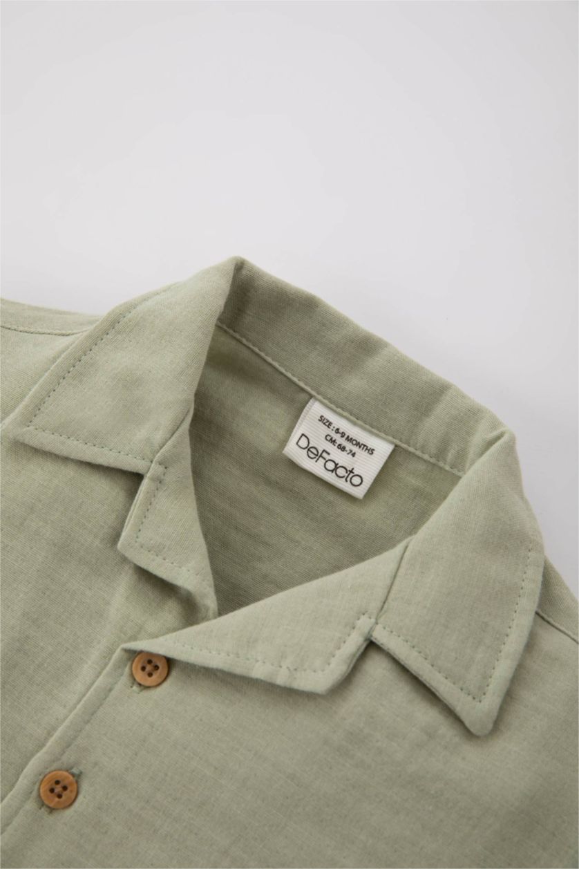 BABY BOY Light Green Baby Boy Muslin Short Sleeve Shirt