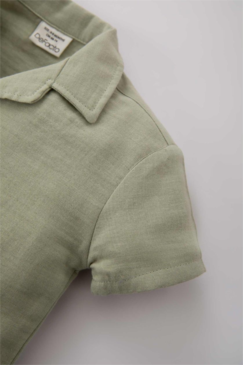 BABY BOY Light Green Baby Boy Muslin Short Sleeve Shirt