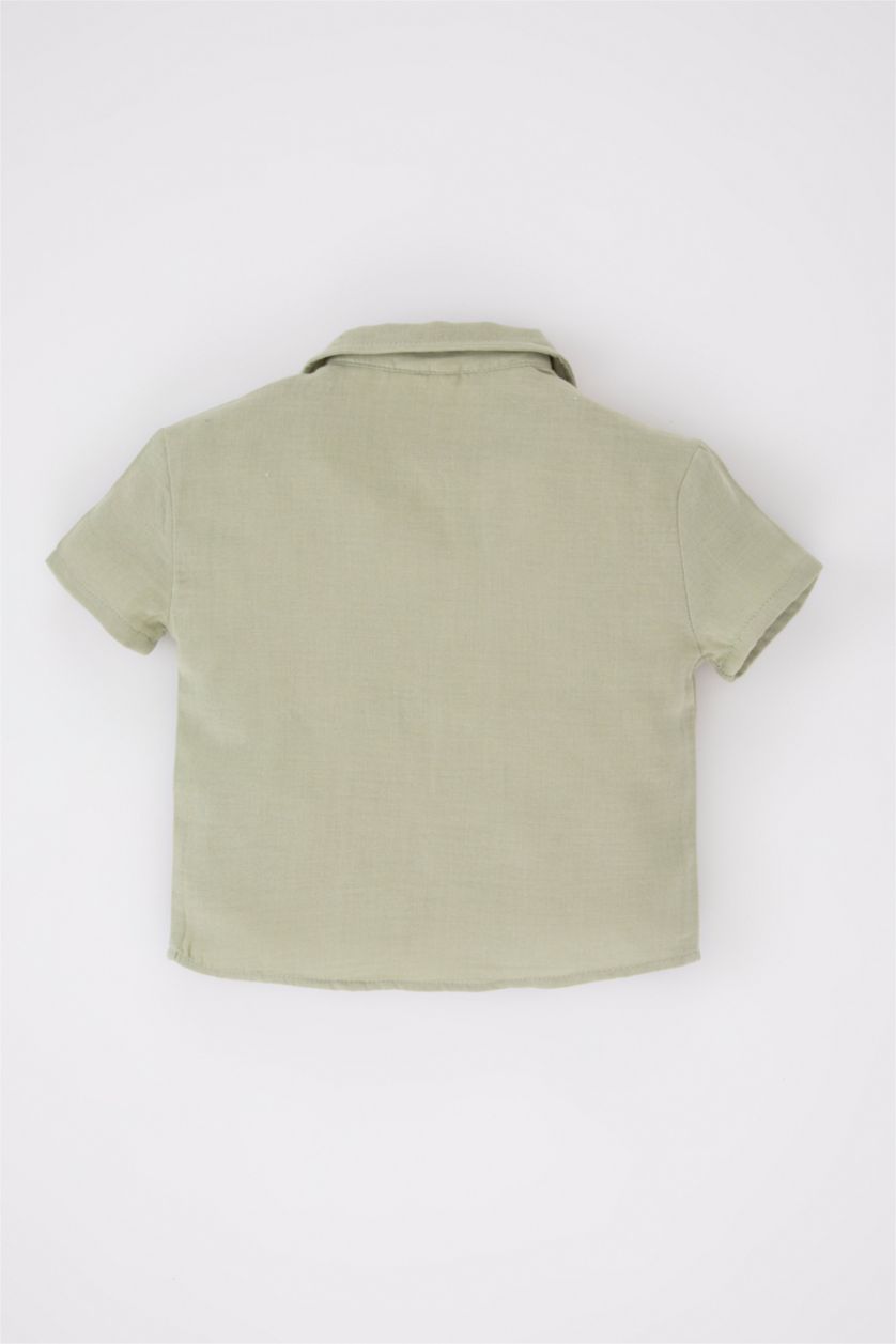 BABY BOY Light Green Baby Boy Muslin Short Sleeve Shirt