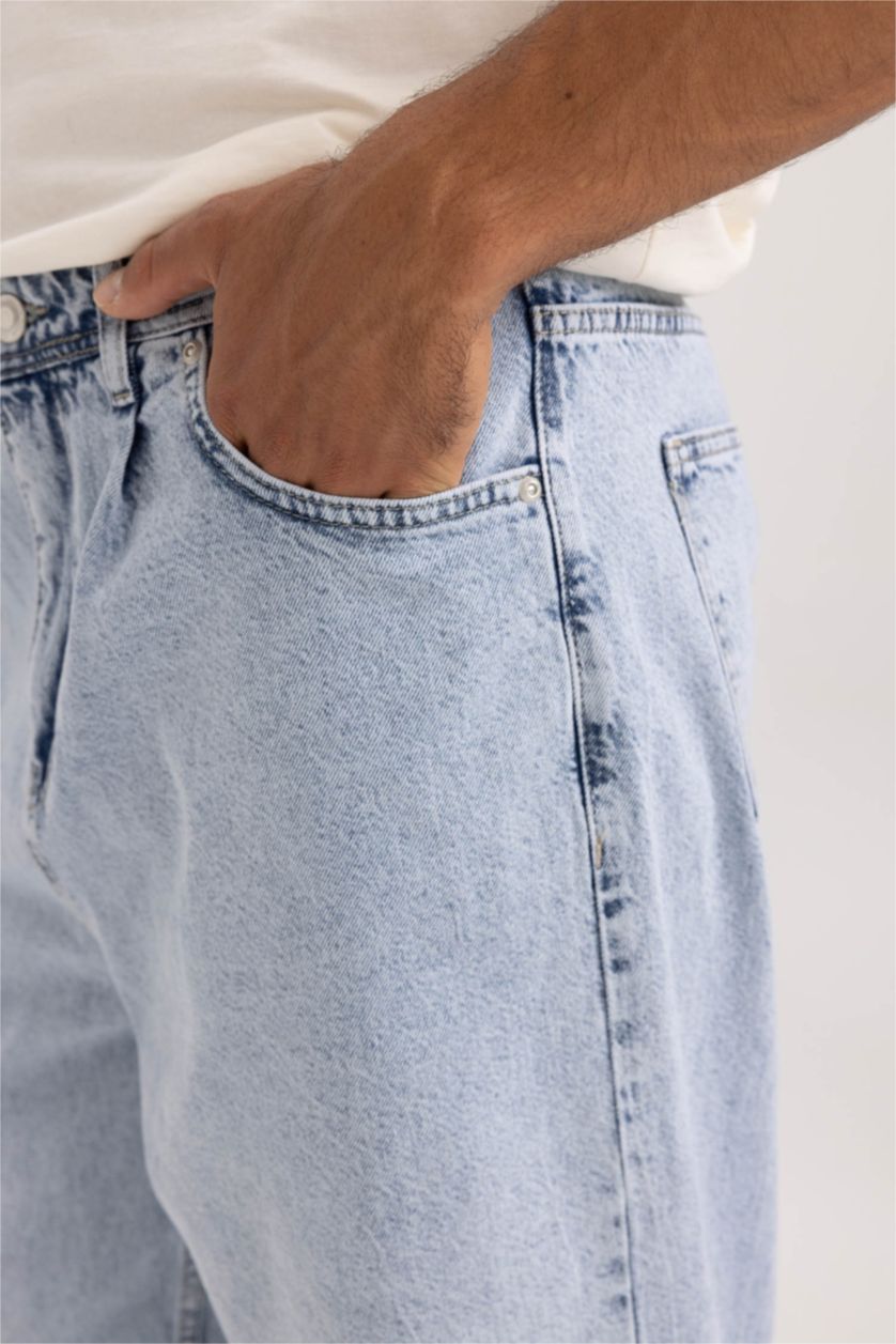 MAN Light Blue Balloon Fit Loose Fit High Waist Regular Leg Jeans
