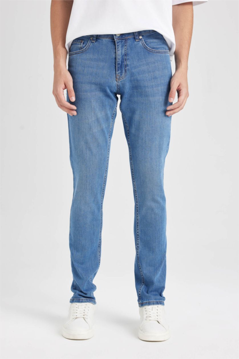 HOMME Bleu Pantalon Jean PEDRO - Coupe slim en jean Ourlet étroit