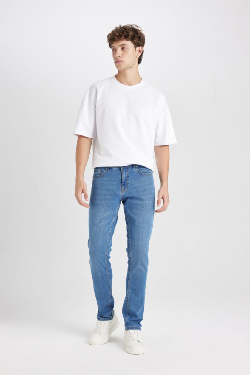 HOMME Bleu Pantalon Jean PEDRO - Coupe slim en jean Ourlet étroit