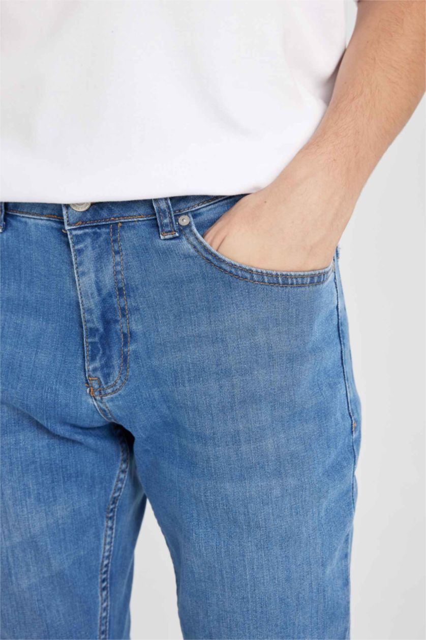 HOMME Bleu Pantalon Jean PEDRO - Coupe slim en jean Ourlet étroit
