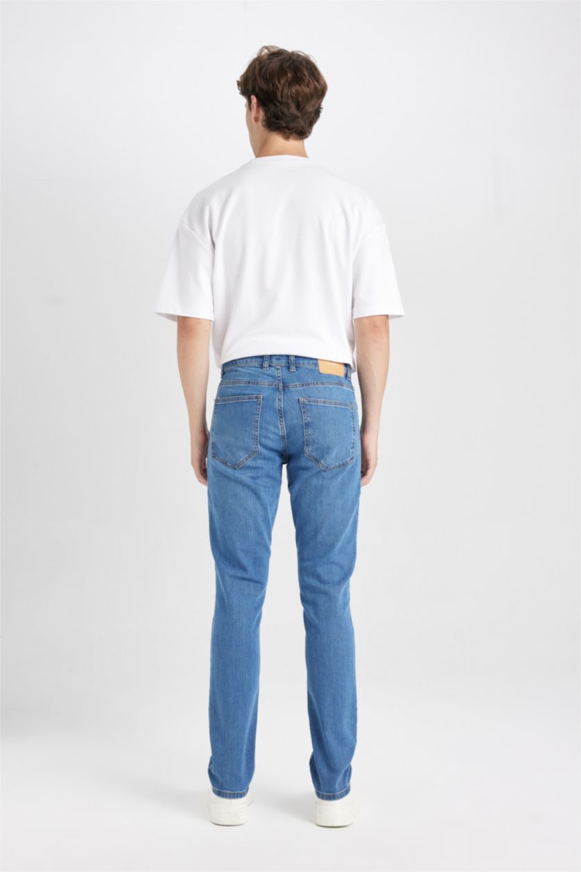 HOMME Bleu Pantalon Jean PEDRO - Coupe slim en jean Ourlet étroit
