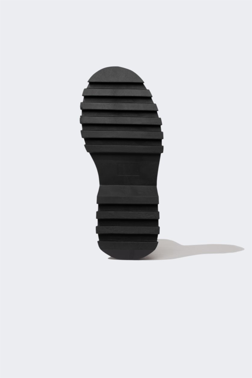 FEMME Noir Bottes en Faux Cuir à Semelle Épaisse pour Femme