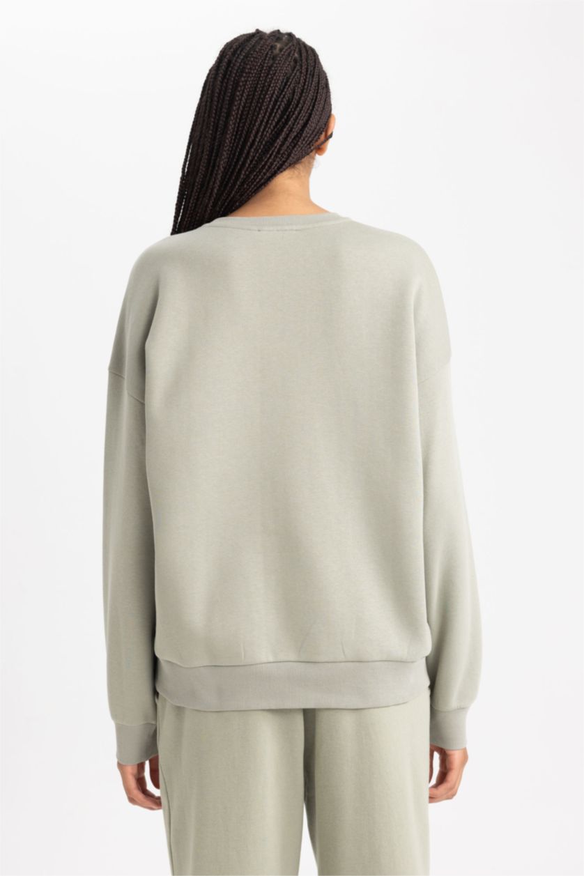 FEMME Vert Sweat- Shirt Coupe Oversize Col Rond