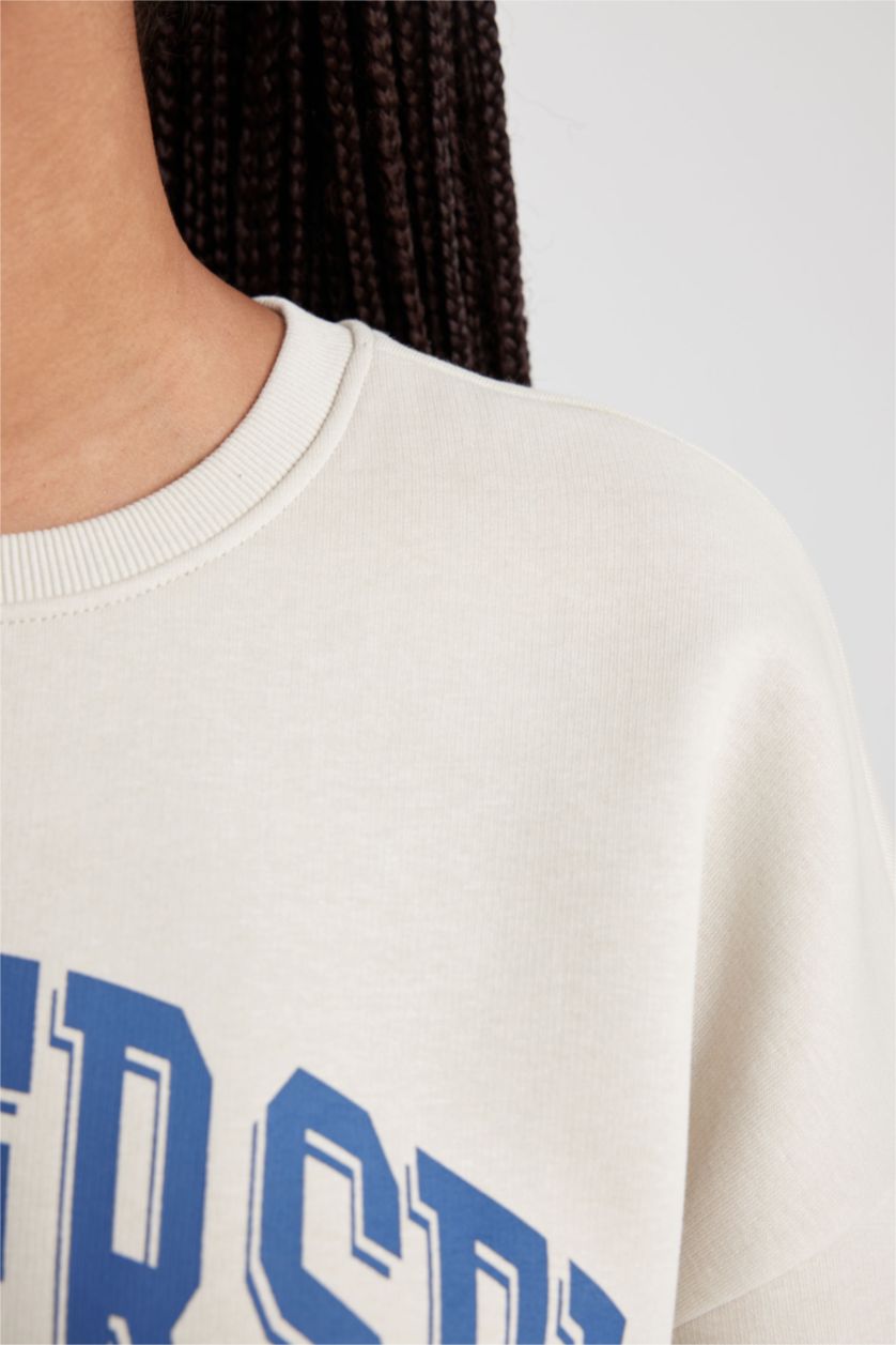 FEMME Beige Sweat- Shirt Coupe Oversize Col Rond