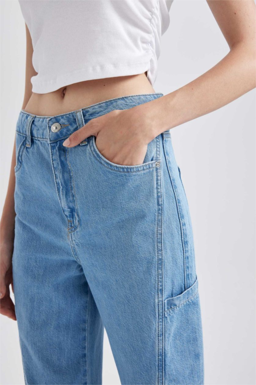 نساء نيلي فاتح High Waist Trousers