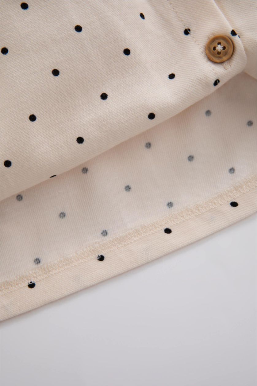 BABY GIRL Sand Regular Fit Polka Dot Long Sleeve Woven Dress
