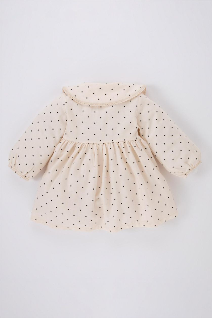 BABY GIRL Sand Regular Fit Polka Dot Long Sleeve Woven Dress