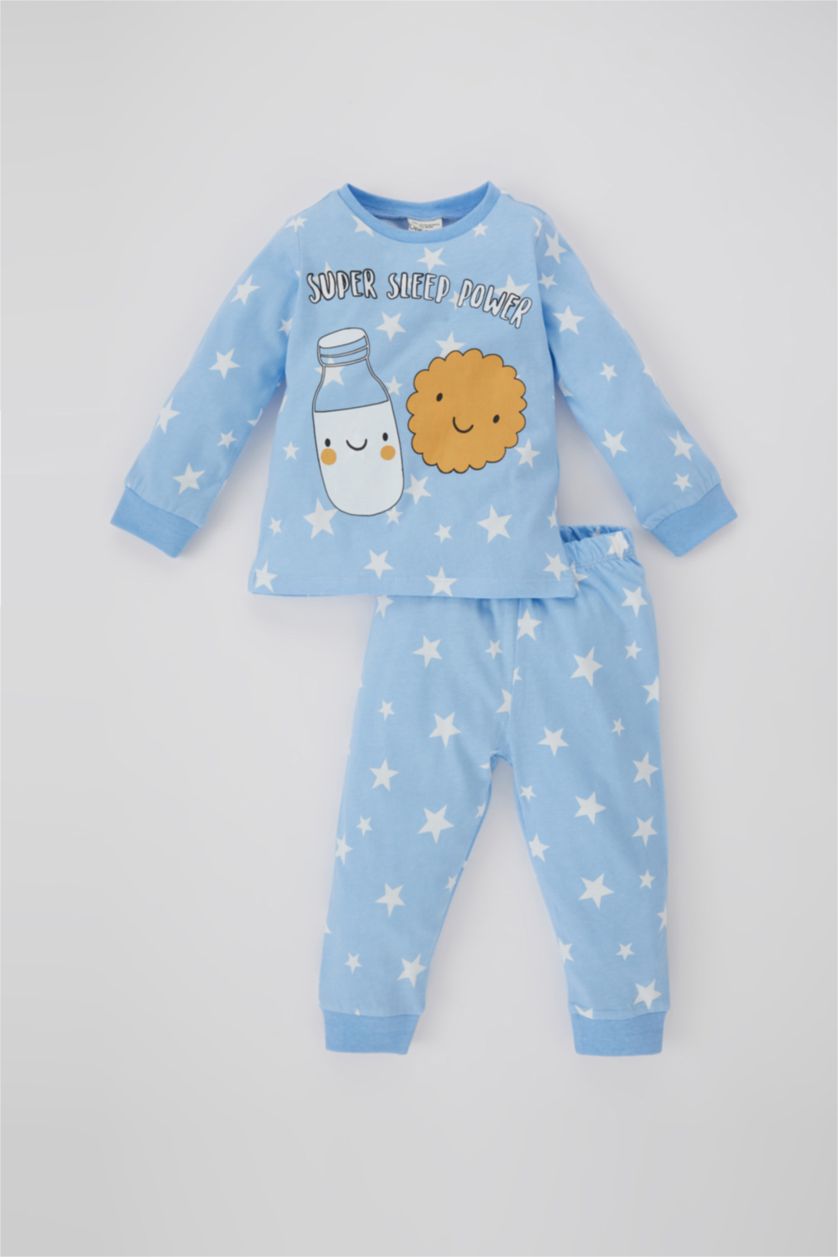 BABY BOY Blue 2 piece Regular Fit Crew Neck Knitted Pyjamas
