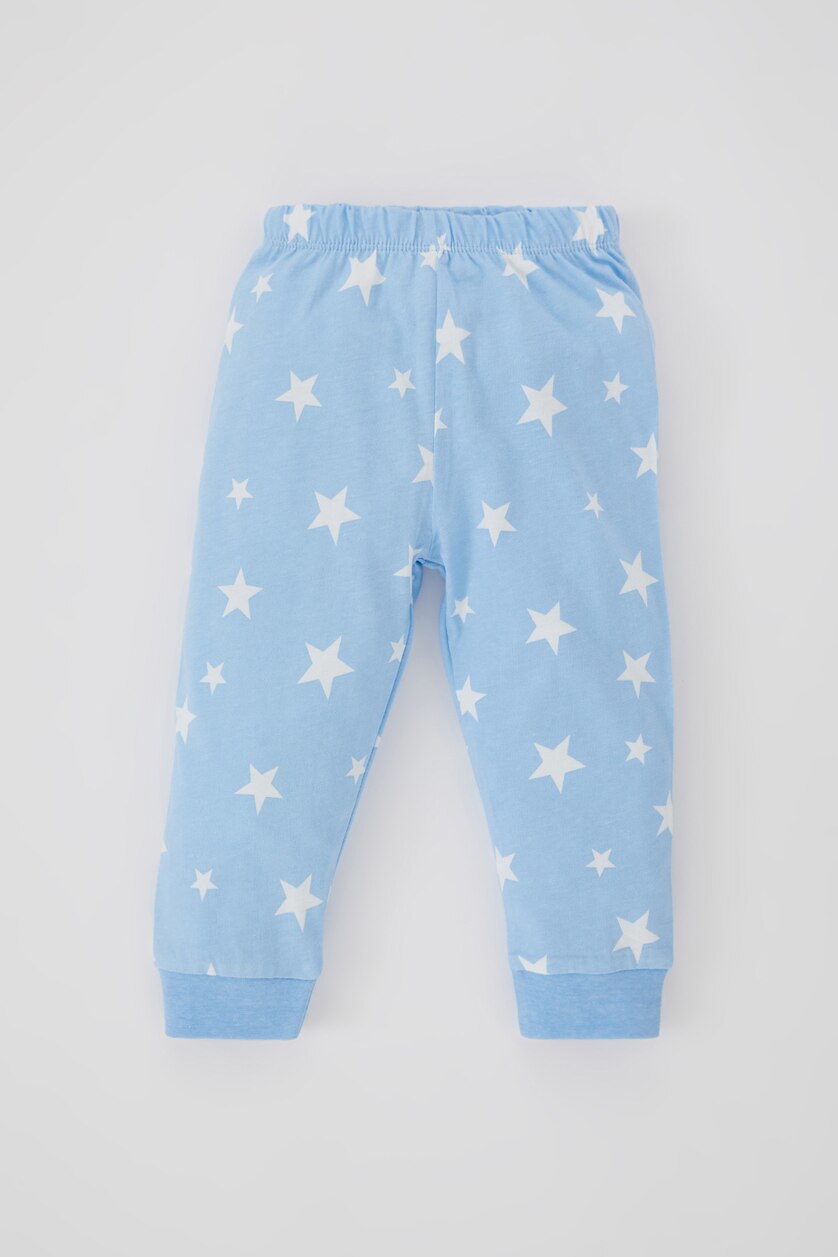 Mavi Erkek Bebek Erkek Bebek Y ld z Desenli Penye Uzun Kollu Pijama 