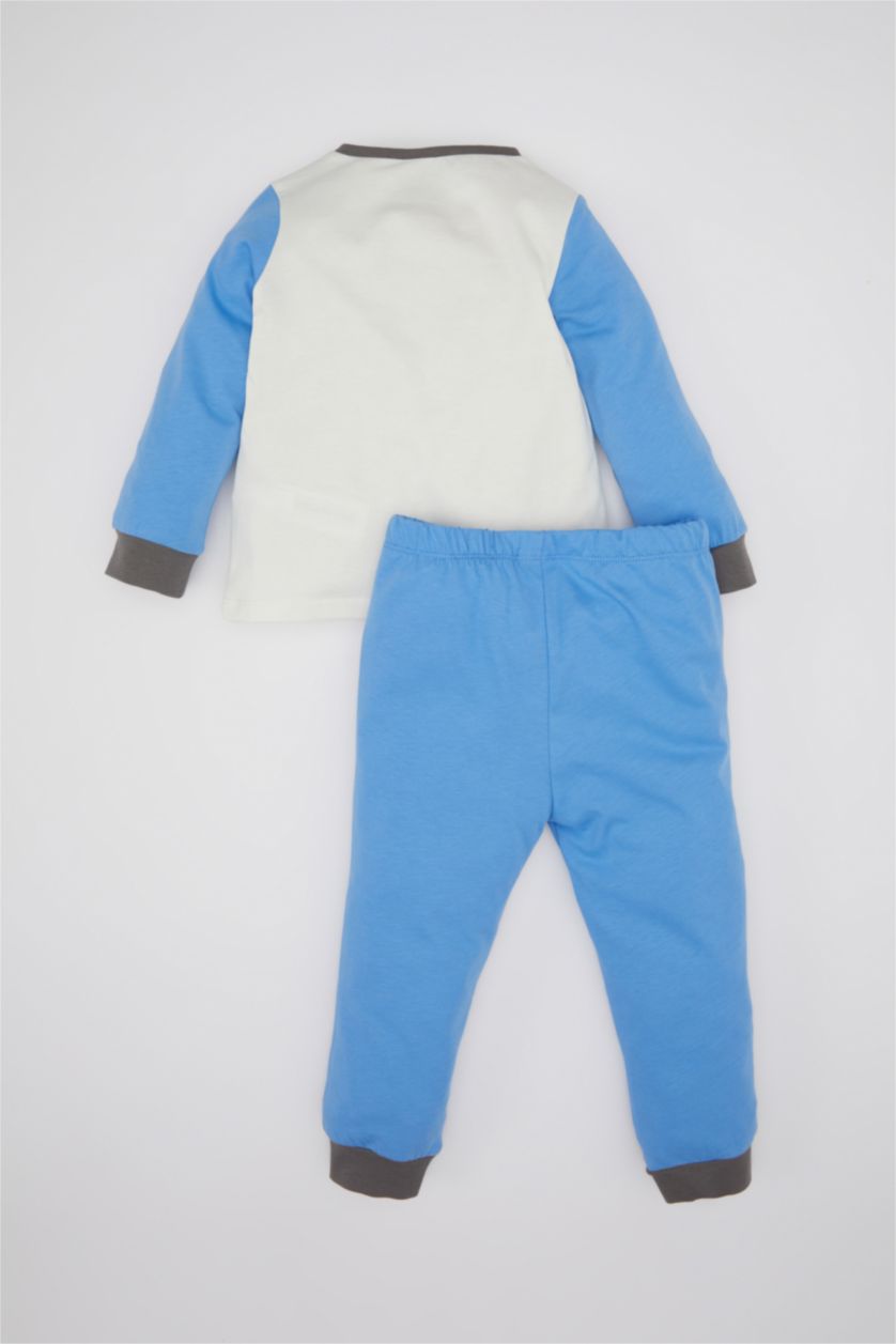 Erkek Bebek Ekru Erkek Bebek Araç Baskılı Uzun Kollu Penye Pijama Takımı