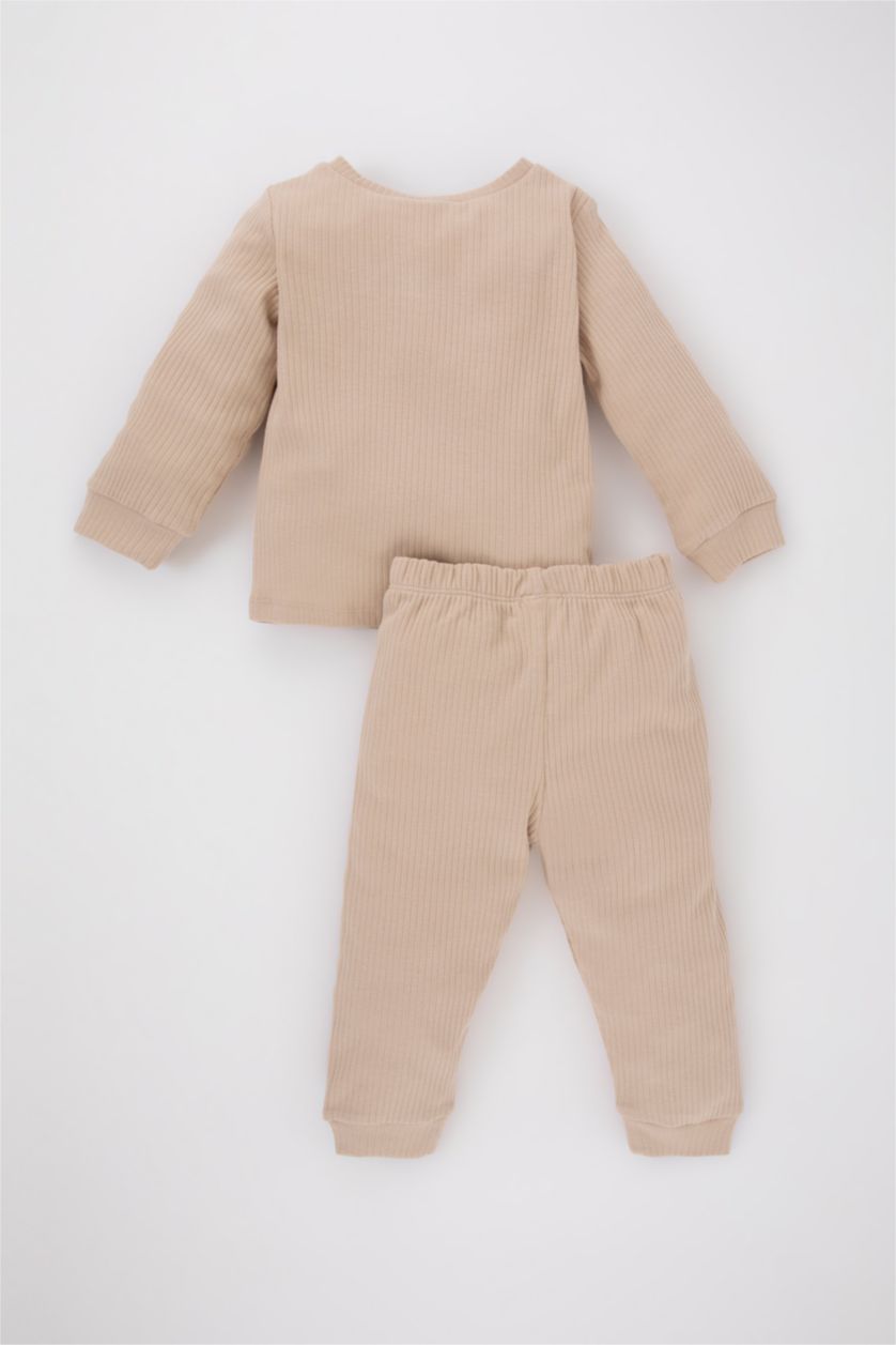 BABY BOY Beige Baby Boy Ribbed 2 Piece Pyjama Sets