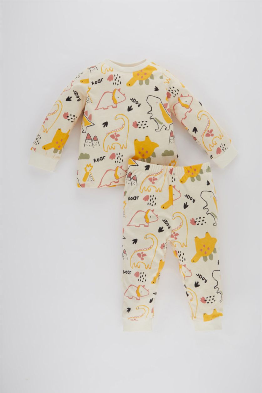 BÉBÉ GARÇON Beige Clair Pyjamas En Tricot Col Ras Du Cou Dinosaure Manche Longue 4 BéBé Garçon