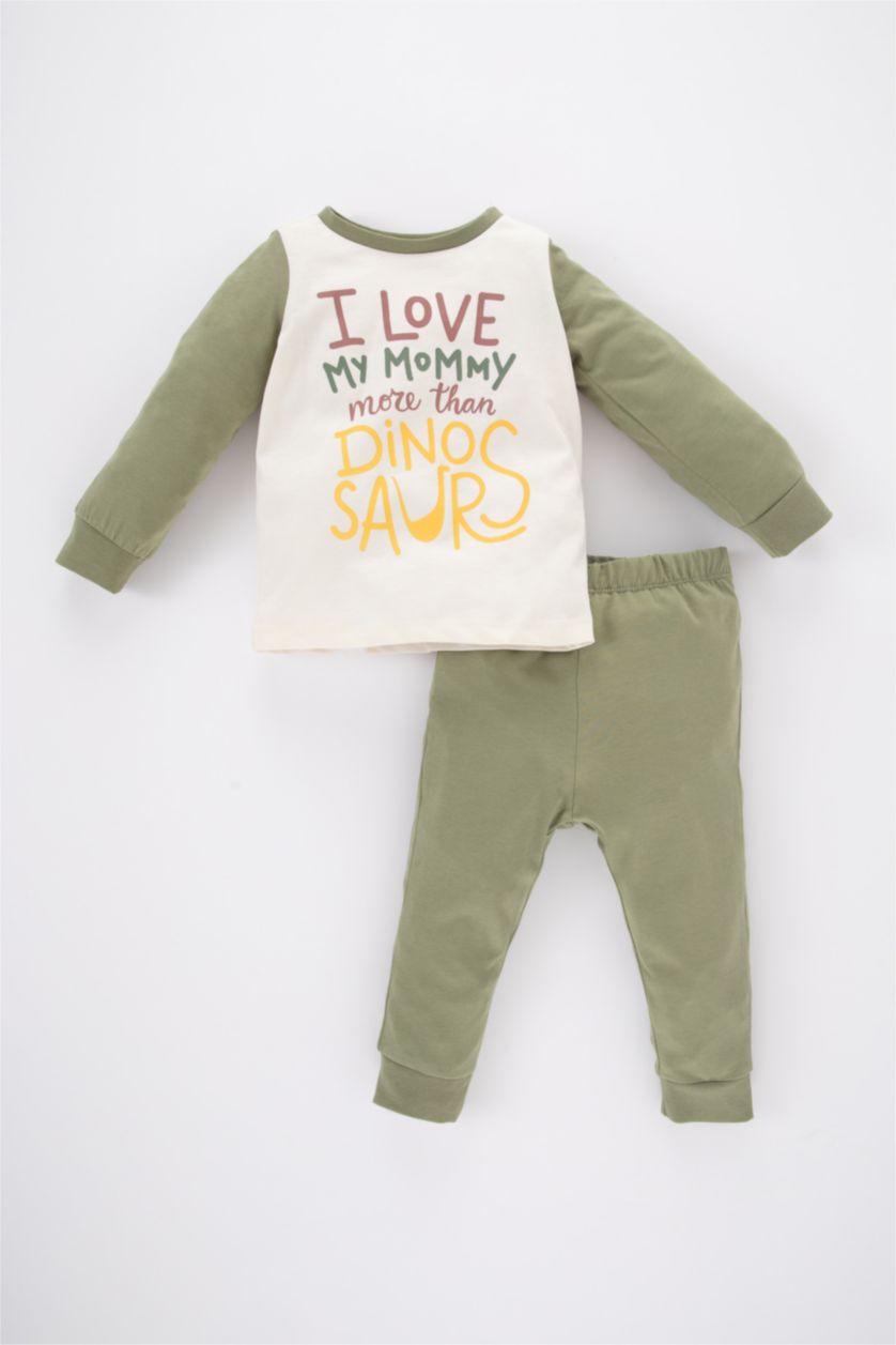 BÉBÉ GARÇON Beige Clair Pyjamas En Tricot Col Ras Du Cou Dinosaure Manche Longue 4 BéBé Garçon