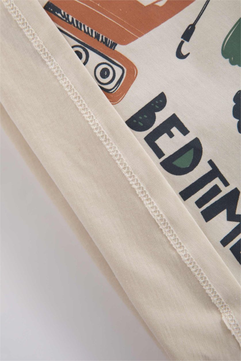 BABY BOY Light Stone 4 piece Regular Fit Crew Neck Knitted Pyjamas