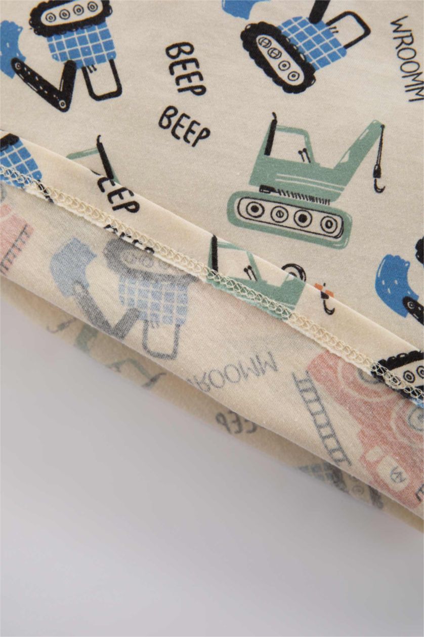 BABY BOY Light Stone 4 piece Regular Fit Crew Neck Knitted Pyjamas