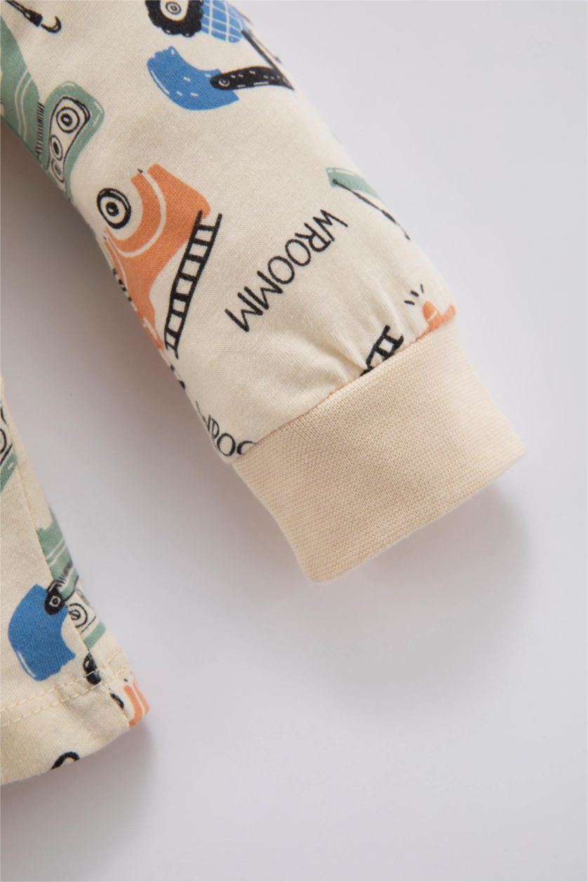 BABY BOY Light Stone 4 piece Regular Fit Crew Neck Knitted Pyjamas