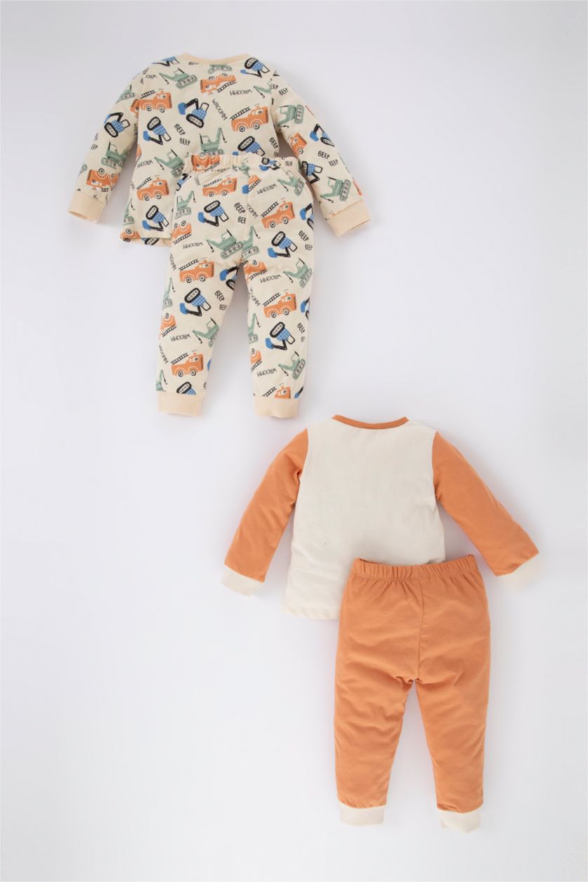 BABY BOY Light Stone 4 piece Regular Fit Crew Neck Knitted Pyjamas