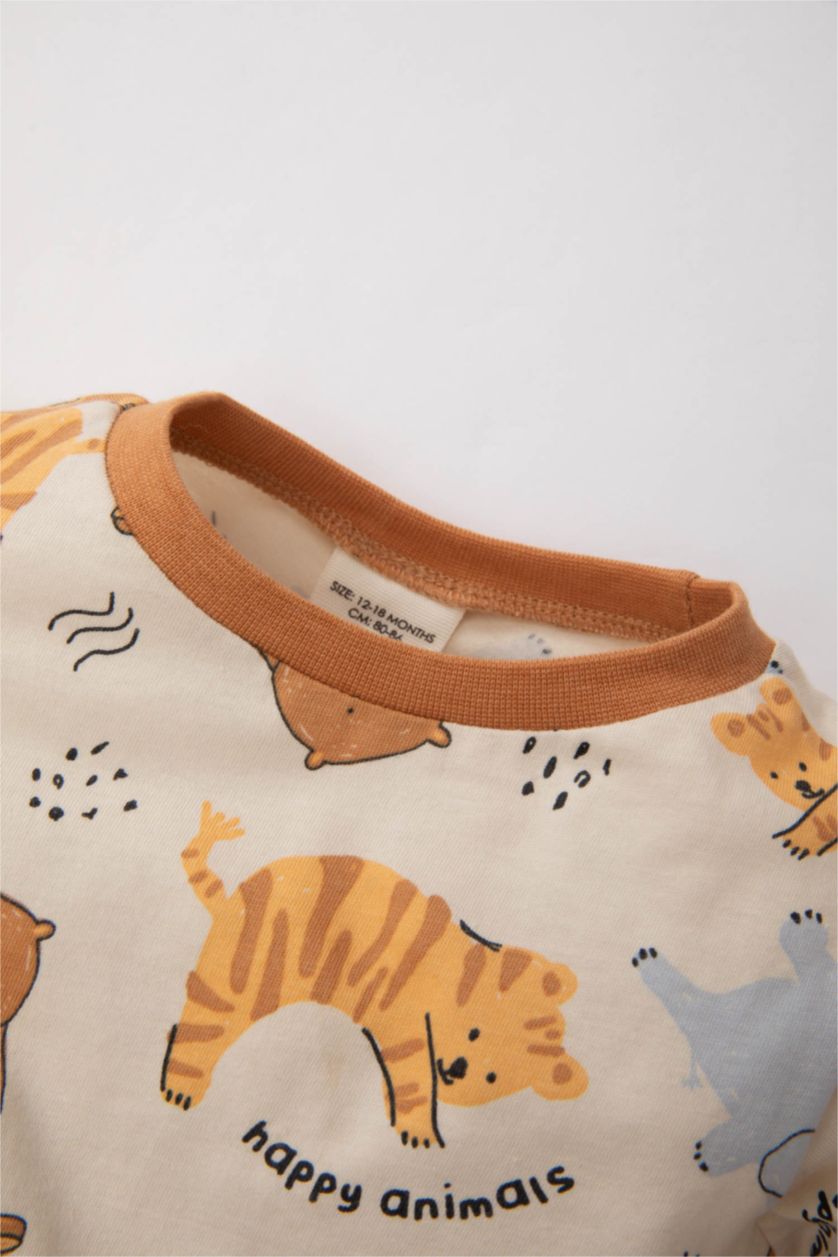 BÉBÉ GARÇON Beige Clair Ensemble Pyjama Premium Imprimé à Manches Longues pour Bébé Garçon - 2 Pièces