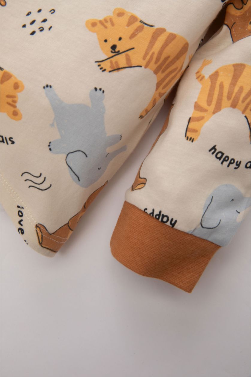 BÉBÉ GARÇON Beige Clair Ensemble Pyjama Premium Imprimé à Manches Longues pour Bébé Garçon - 2 Pièces