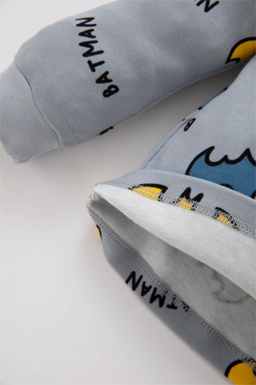 طفل صغير رمادي فاتح سيت بيجاما محبوك بياقة مستديرة من باتمان - قطعتين