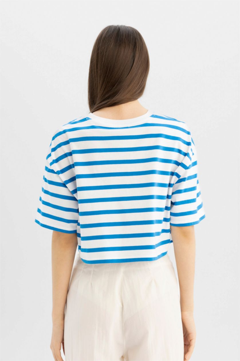 WOMAN Royal Fitted Striped Short Sleeve T-Shirt