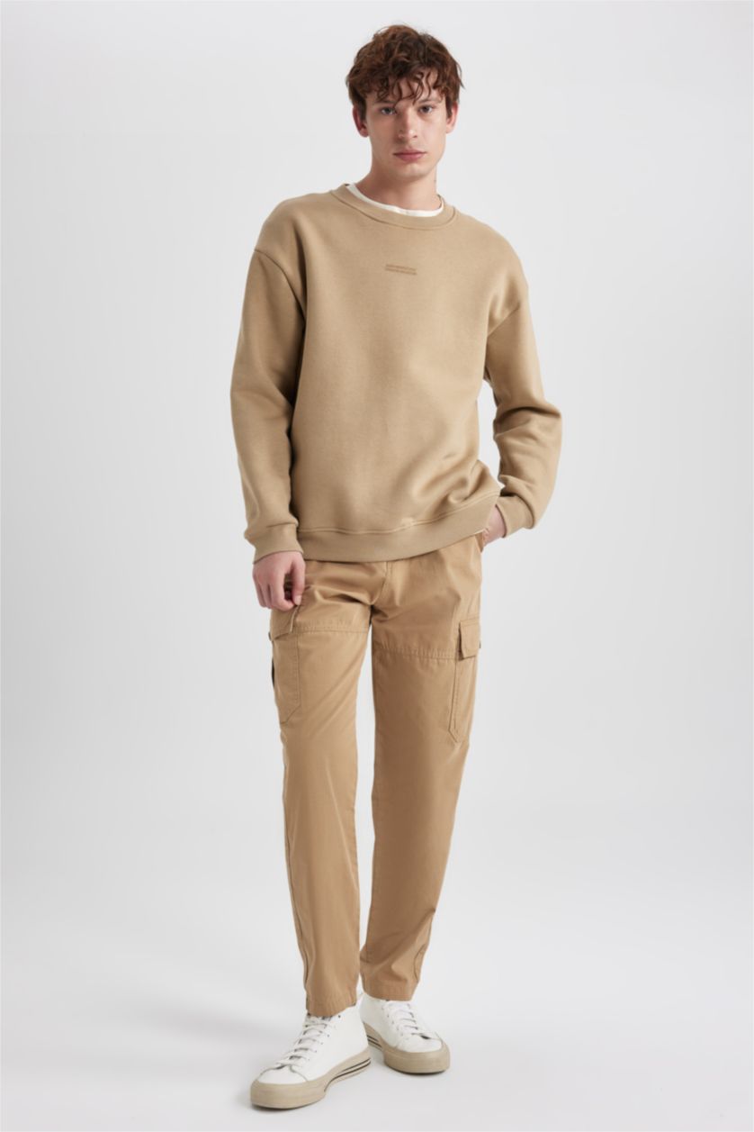 MAN Camel Relax Fit Cargo Pocket Trousers